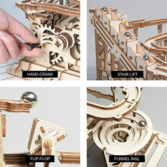 Robotime DIY 3D Wooden Puzzle Marble Run Assembly Model Building Block Stem Toy For Kids Adult