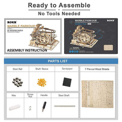 Robotime DIY 3D Wooden Puzzle Marble Run Assembly Model Building Block Stem Toy For Kids Adult