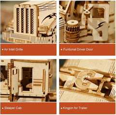 ROBOTIME 3D Puzzle Heavy Truck Wooden Model Kits Adults Build On Your Own Laser Cut Building Construction Crafts