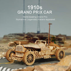 ROBOTIME Model Car Kits - Wooden 3D Puzzles - Model Cars to Build for Adults 1:16 Scale Model Grand Prix Car